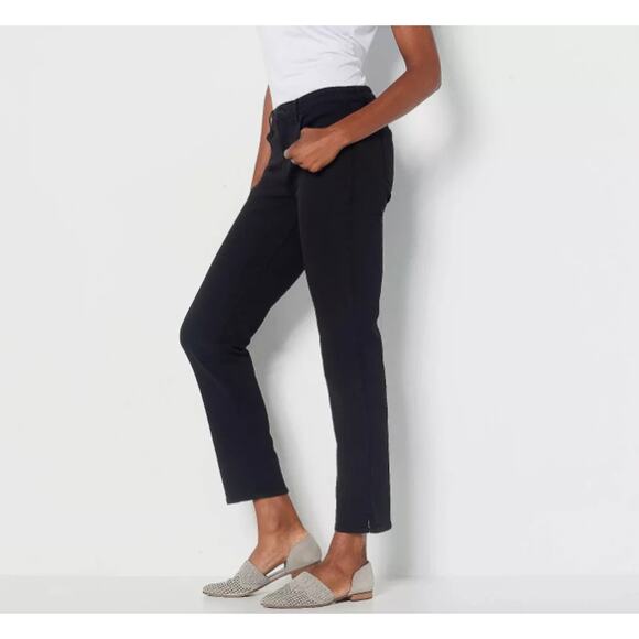 NYDJ Curves 360 Slim Straight Ankle Jeans - Black Size 0 NEW Stretch Casual - Picture 1 of 3